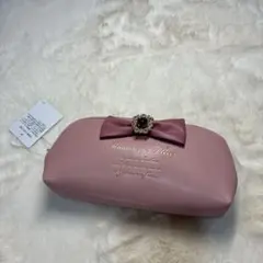 Maison de FLEUR合皮リボンビジューペンケース　コスメポーチ ピンク