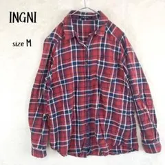 【2WAY】INGNI イング チェックシャツ M 赤 ロールアップ 綿100%のサムネイル