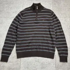 トミーヒルフィガー ハーフジップ ニット セーター ボーダー ブラウン M