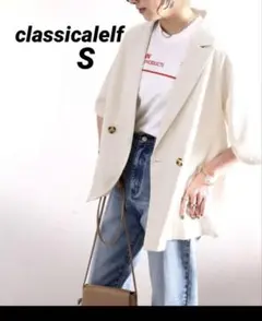 classicalelf S リネンライク素材 半袖テーラードジャケット