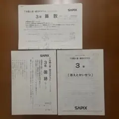 SAPIX 2年生 7月度入室 組分けテスト 国語 算数、解答付き 2年分