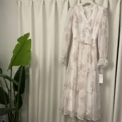 【新品】tocco closet ベルト付き花柄ドット柄シアーワンピース