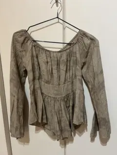 長袖ペプラム フリーサイズ カーキ