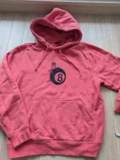 Stussy 8ボール刺繍パーカー コーラルピンク