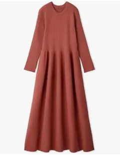 MilaOwen構築パフスリーブフレアスカートリブニットワンピース