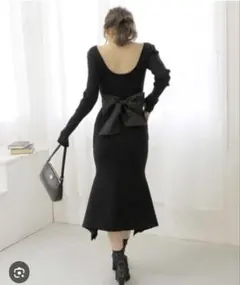 【ROYAL PARTY】バックリボンニットワンピース free size