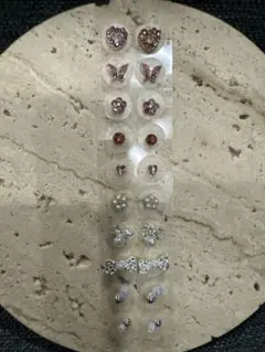 キラキラピンク系&パール系耳ツボジュエリー20粒(銀粒)