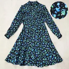 【美品】アルアバイル　フレアワンピース　Aライン　花柄　スタンドカラー　洗える