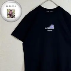 CONVERSE　スニーカー　刺繍　ワッペン　プリント　Tシャツ　ブラック　古着