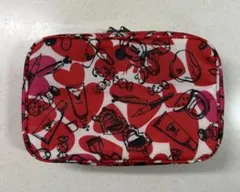 【匿名配送】ディズニー　ミニー　ハート　コスメ柄　ポーチ　赤色