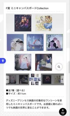 一番くじ ディズニープリンセス F賞 ミニキャンパスボード5点セット おまけつき
