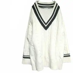 ジーユー/パフィータッチチルデンオーバーサイズセーター Vネック ニット S