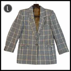 ジャケット　チェック柄 テーラードジャケット Lサイズ　メンズ　カシミヤ混
