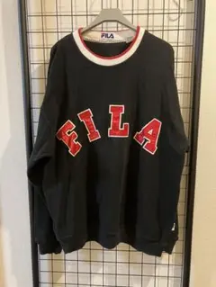 90s FILA アーチロゴ スウェットS フィラ 黒 薄手