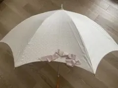 新品　ランバン　晴雨兼用傘　ベージュドット　リボン