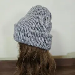 最終値下げ！グレー ウール混合 折り返しニット帽