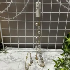 コットンパールネックレスとブレスレットセット