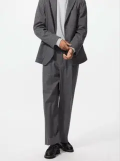 欧州特別コレクション UNIQLO完売品タックワイドパンツ／ヘリンボーンS