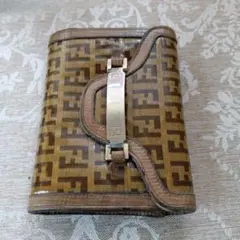 Fendi 三つ折り財布 FFロゴ ブラウン