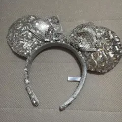 ディズニーカチューシャ　ミニーマウス　シルバー　スパンコール