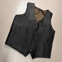 90s OLD J.CREW Riders Leather Vest ブラウンのサムネイル