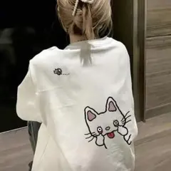 ノンタン　イラスト プリント 半袖 Tシャツ ホワイト L タグなし