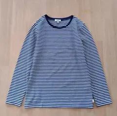 エーグル AIGLE　ボーダー カットソー　ネイビー　ロングTシャツ　ストレッチ