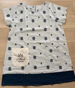 ドット　ブルー系　 エプロン　割烹着　Mサイズ　保育士