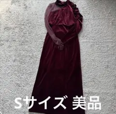 マーキュリーデュオ ベロアカットアウトワンピースボルドーS 極美品