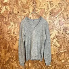 UNIQLO ユニクロ ニットカットソー Vネック カシミヤ100% グレー
