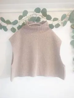 nano universe ベージュ ニットベスト ハイネック