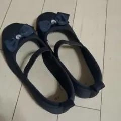 リボン付き黒フォーマルシューズ 19.0