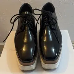 ローファースクエアトゥオックスフォードシューズ厚底靴レースアップエナメル調