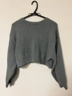 w closet グレー クロップドニット 長袖