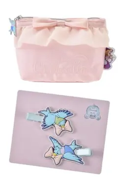 ディズニーストア　シンデレラ　75周年 ポーチ　青い鳥　ヘアクリップ　新品