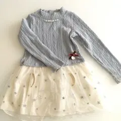 ワンピース 刺繍 パール 女の子 100 秋冬 レース