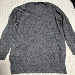 イングINGNIグレー 少しラメ 長袖 Vネック ニット セーター キラキラ