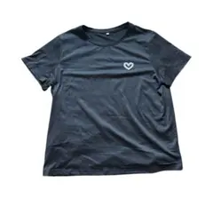 SHEINブラック ハート刺繍 Tシャツ Lサイズ
