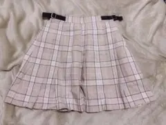 ハニーズ ベージュ系チェック柄プリーツスカパン