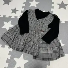 used プティマイン　チェックドッキングリブチュニック　黒