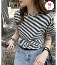 コンパクトTシャツ　ミニT 半袖　ボーダーのサムネイル