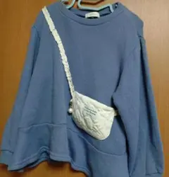 キッズ　裏起毛　ブルー長袖カットソー