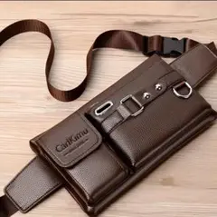 CarlKimu ウエストバッグ ボディバッグ ウエストポーチ ダークブラウン