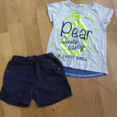 120　グレーTシャツとネイビーショートパンツセット