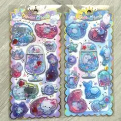 キラキラウォーターインシール あざらし＆ペンギン　ねこ　2枚セット　クラックス