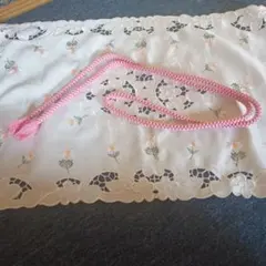 ピンク 編み込み 帯締め 房付き