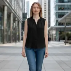 ユニクロ ブラックノースリーブシャツ