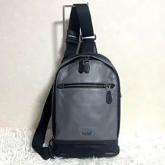 コーチ ボディバッグ グラハム パック スリングバッグ グレー　ブラック　本革