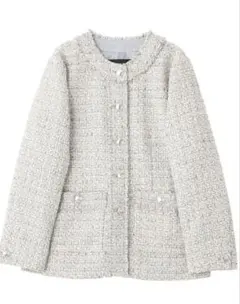 ノーカラーツイードジャケット