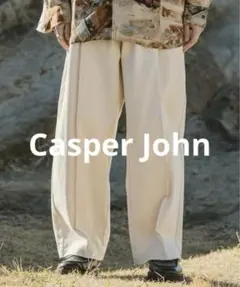CASPER JOHN テーパードカラーツイルパンツ M ホワイト